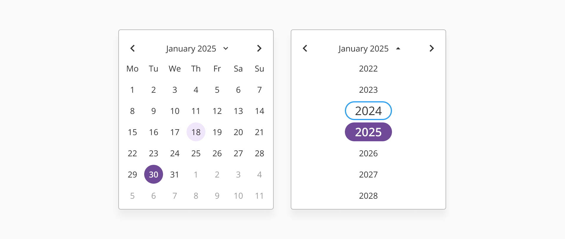 Example of a date picker dialog