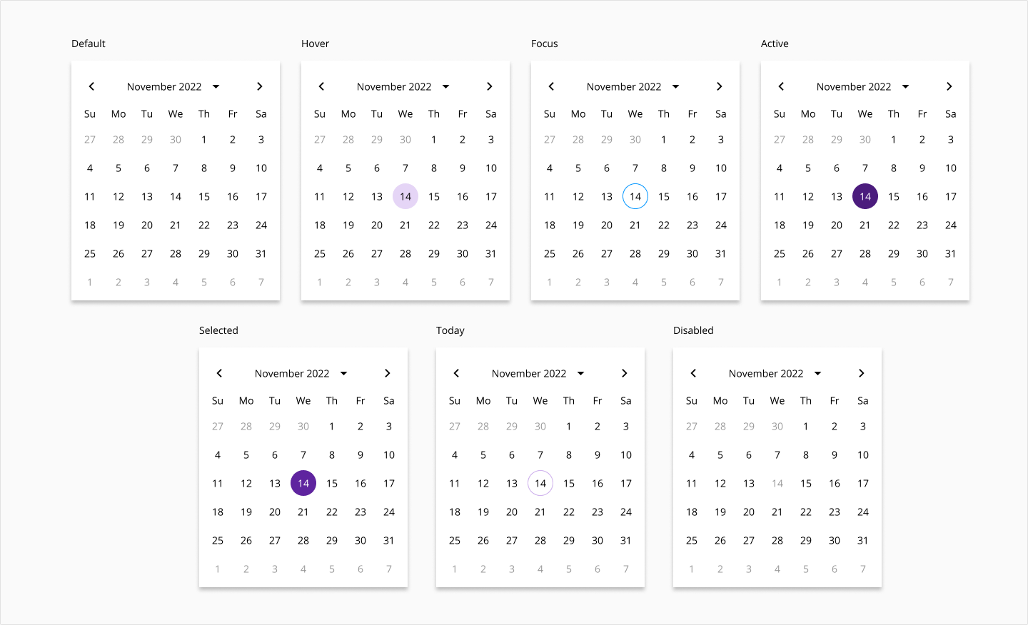 Calendar day states