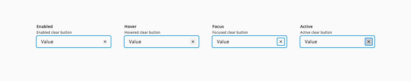 Text input with a clear content action button