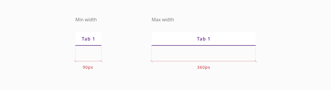48px height fixed tabs design specifications